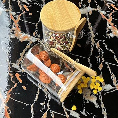 Tarro de vidrio cilíndrico con tapa de bambú | 900ml