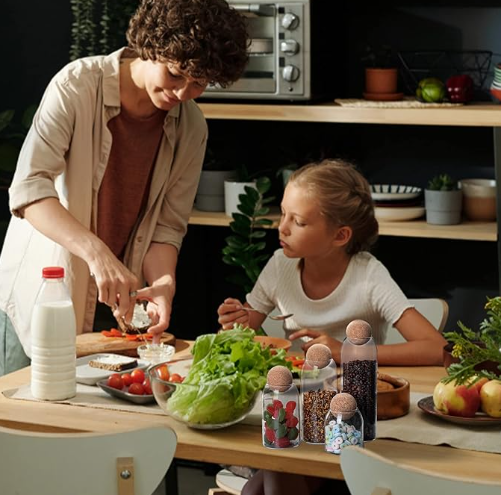 Tarro de vidrio cilíndrico con tapón de corcho esférico | 1200ml/ 9*25