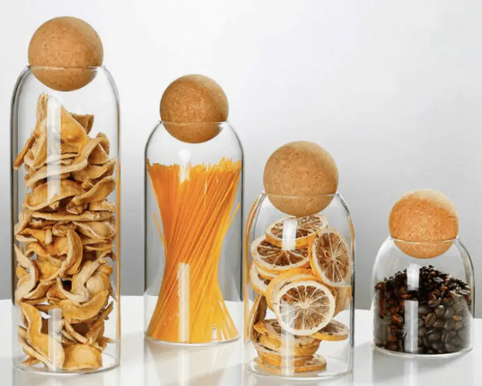 Tarro de vidrio con tapón de corcho esférico | 1000ml