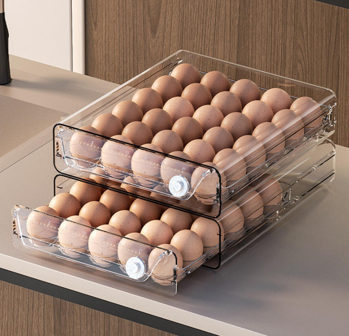 Caja Organizadora de Huevos con Temporizador – Transparente | Tamaño Mediano 25 × 7 × 20 cm