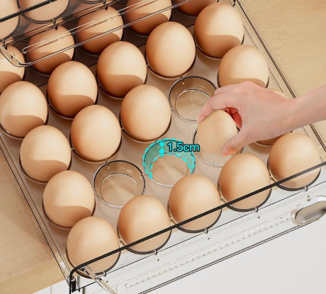 Caja Organizadora de Huevos con Temporizador – Contenedor Grande Transparente | 30×14×25cm