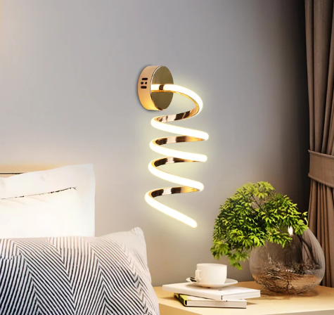 Lámpara de Pared LED Moderna – Espiral Dorado Francés