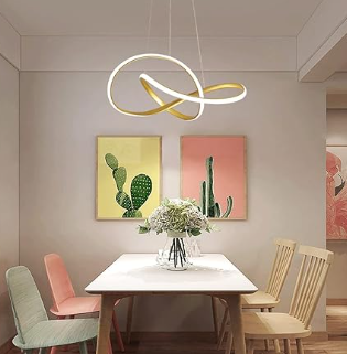 Lámpara Colgante LED "Golden Infinity" - Arte Fluido y Luz Moderna