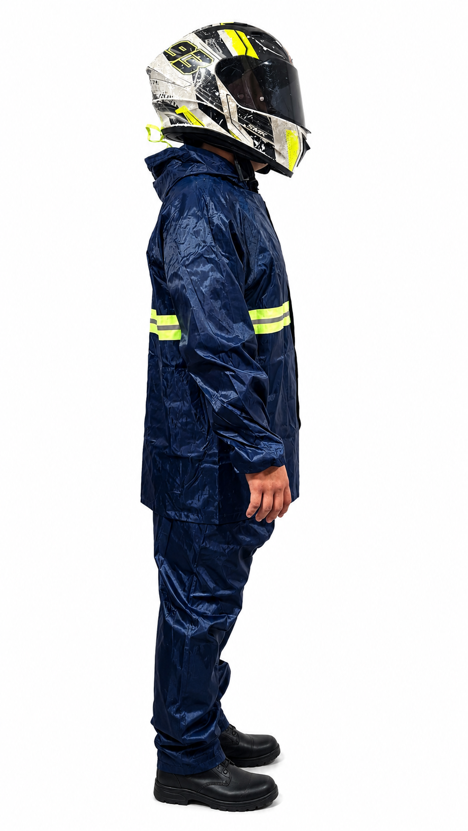 Traje Impermeable Reflectivo Azul Marino para Moto y Trabajo | Protección Total contra la Lluvia
