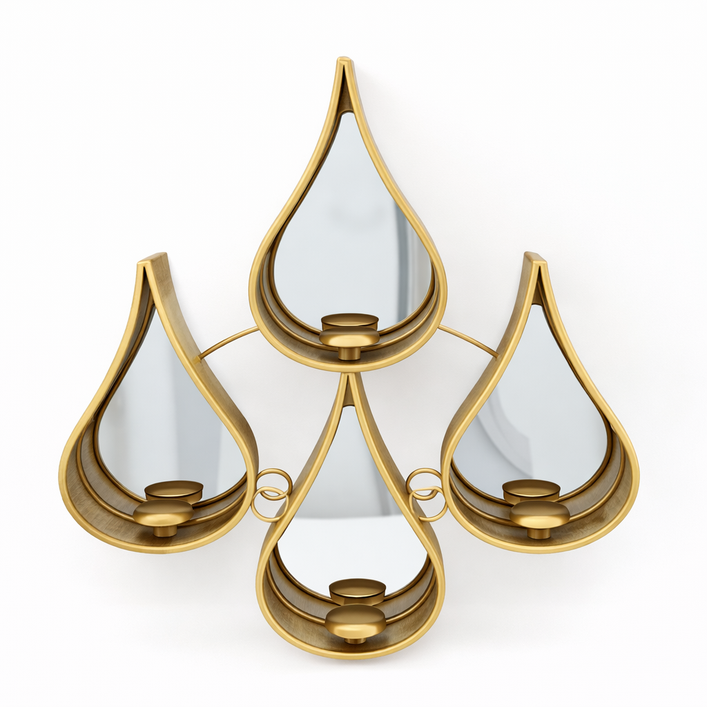 Espejo Decorativo de Pared en Forma de Gotas Doradas