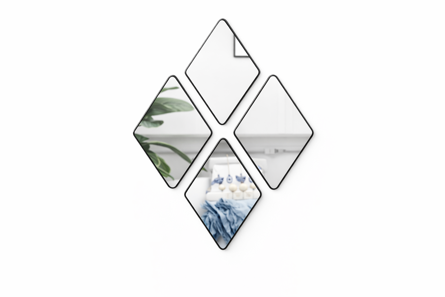 Espejo Decorativo de Pared en Forma de Rombo Negro