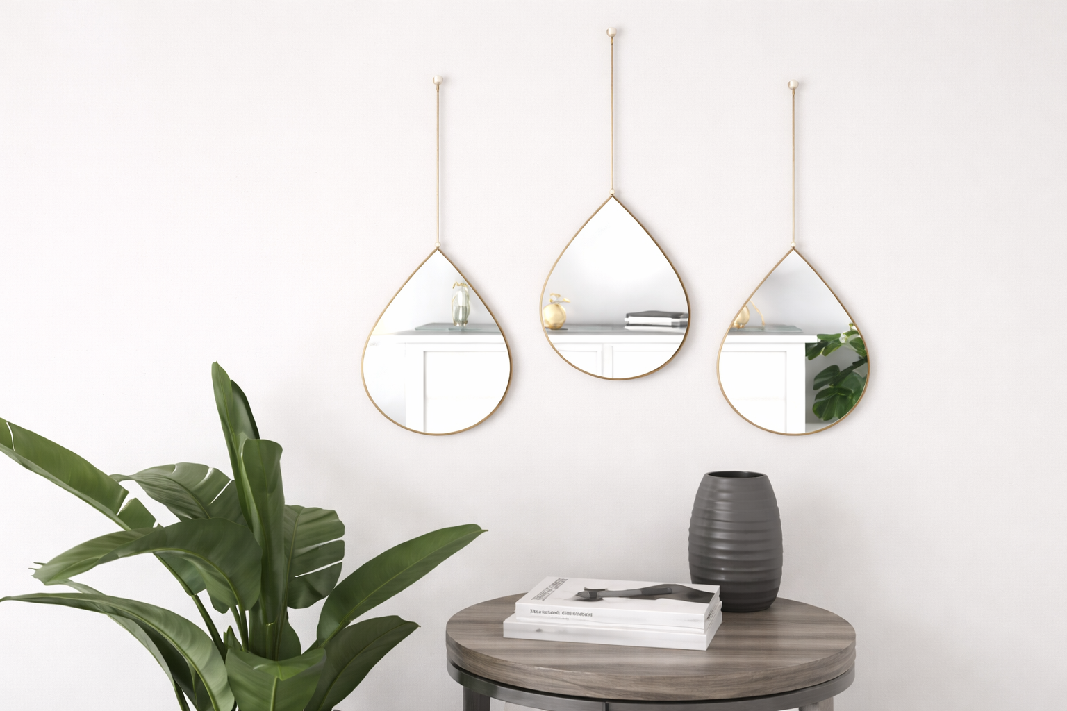 Set de Espejos Decorativos – Diseño Gota Moderno | Dorado ✨🏡