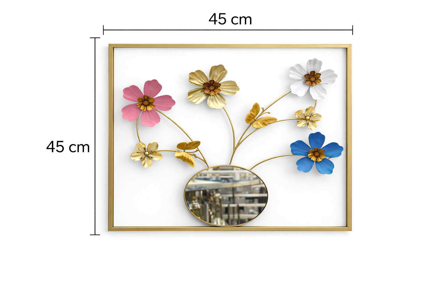Adorno Colgante de Metal para Pared – Diseño Floral con Espejo ✨🏡