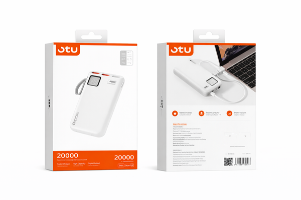 Power Bank OTU PB-203 de 20,000 mAh – Energía Confiable Todo el Día