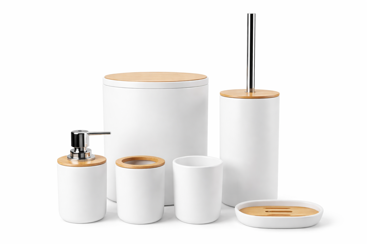 🪵 Set de Baño Premium de 6 Piezas con Tapa de Bambú