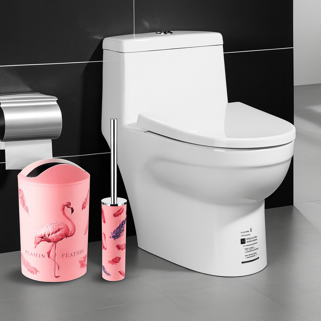Set de Baño Flamingo & Feathers – 6 Piezas Decorativas (AGOTADO)