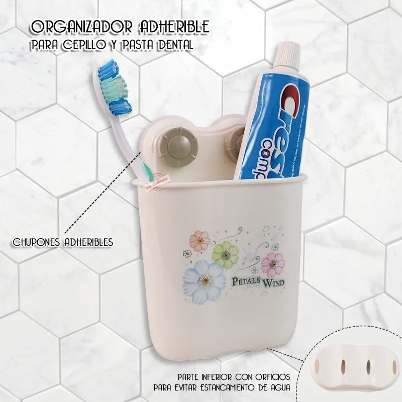 Organizador Adherible para Cepillo y Pasta Dental