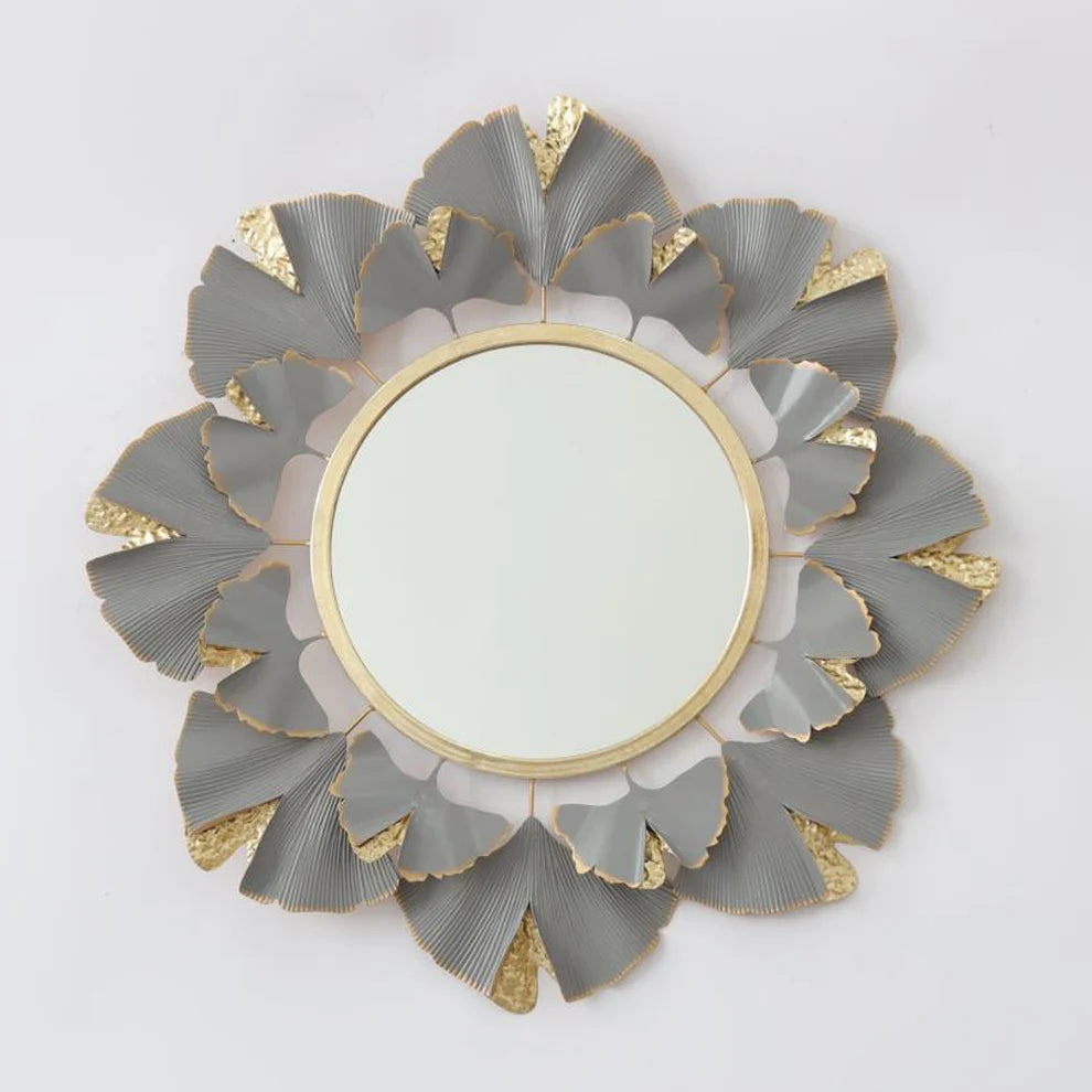 Adorno Decorativo de Metal para Pared – Diseño Floral con Espejo ✨🏡