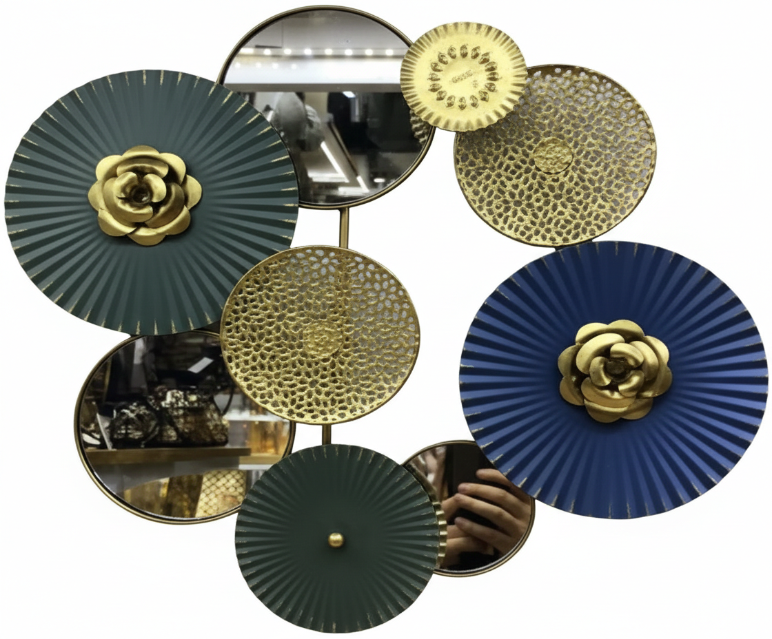 Adorno Colgante de Metal para Pared – Diseño Circular con Espejos ✨🏡