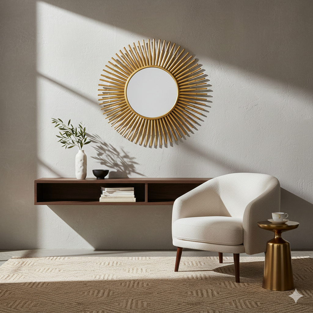 Espejo Decorativo Redondo Multicolor para Pared