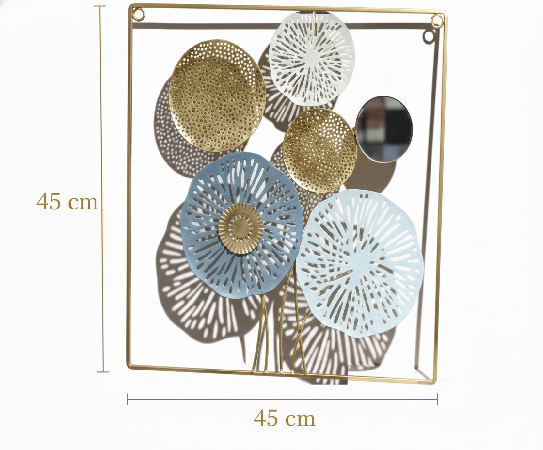 Adorno Colgante de Metal para Pared – Diseño Floral Moderno con Espejo ✨🏡