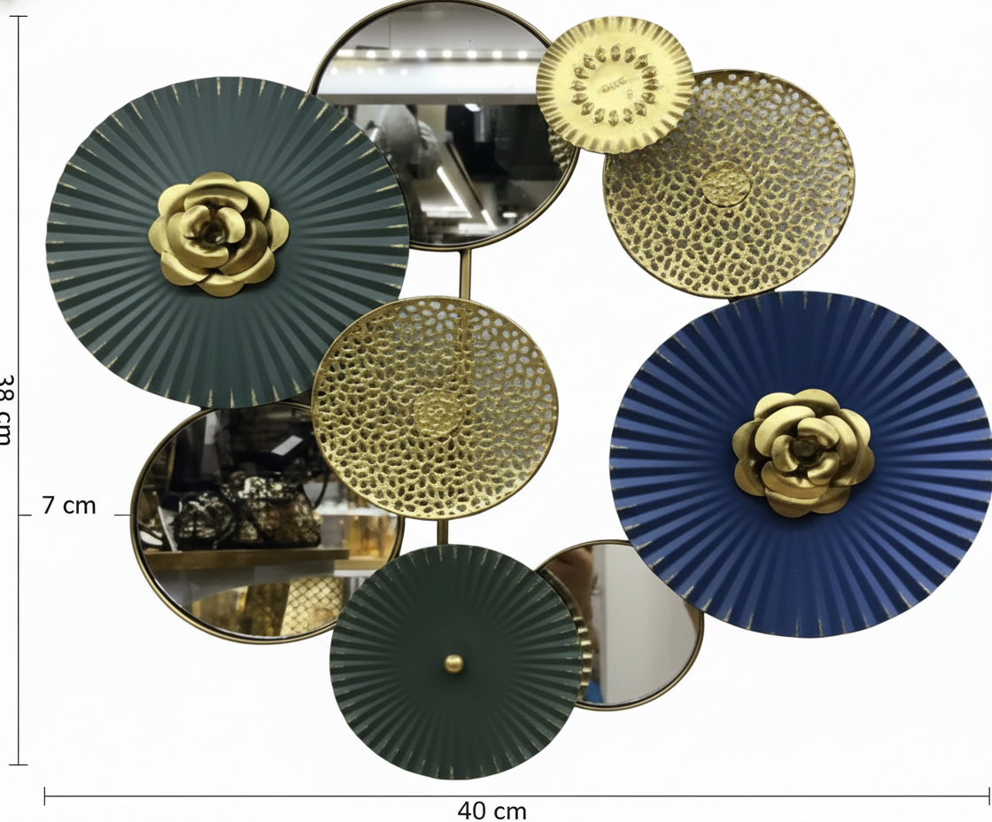 Adorno Colgante de Metal para Pared – Diseño Circular con Espejos ✨🏡
