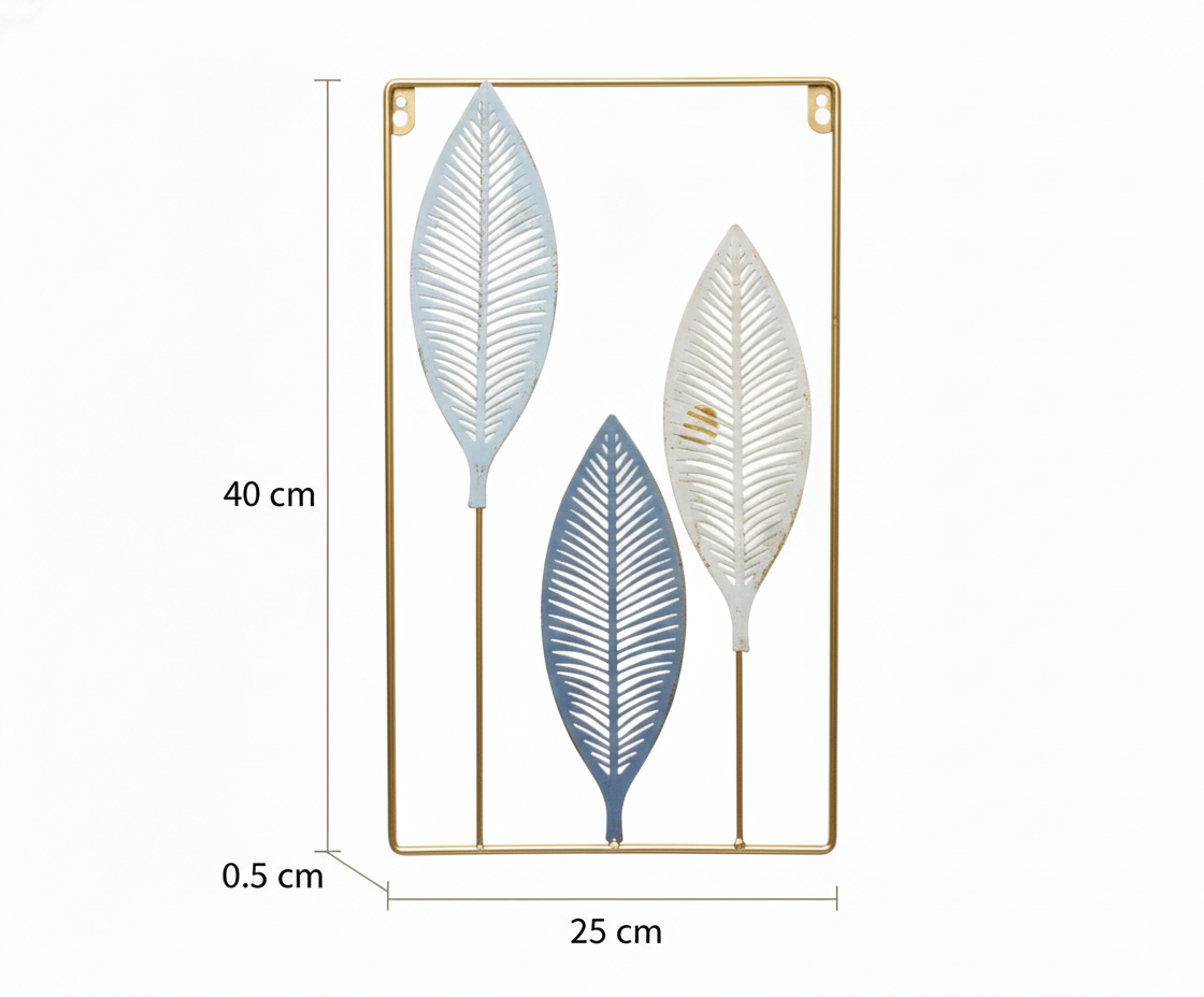 Adorno Colgante de Metal para Pared – Diseño Hojas Modernas ✨🏡