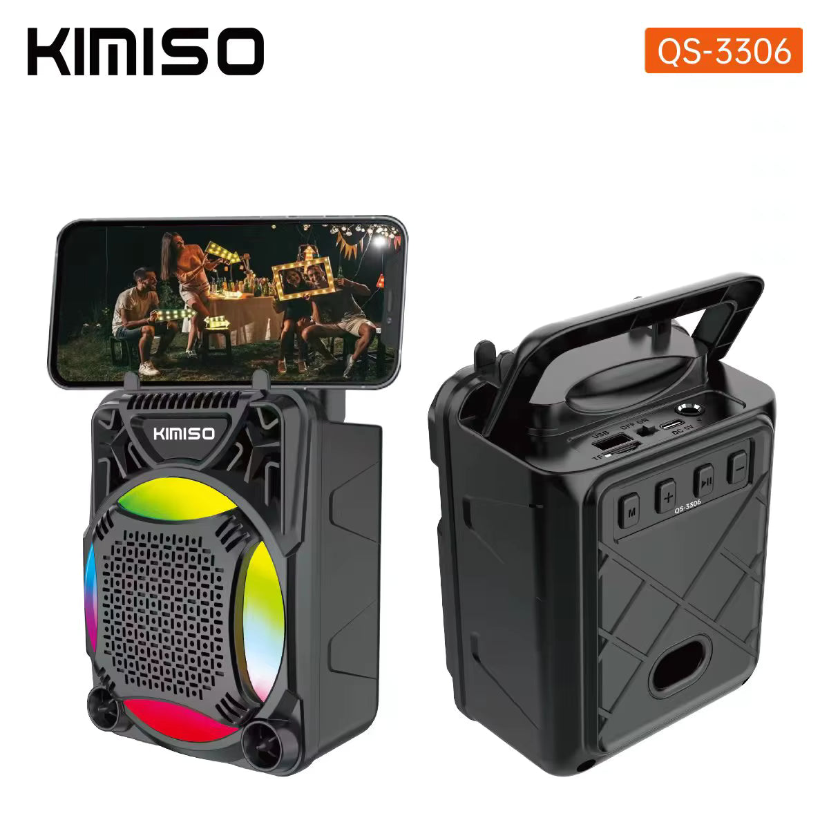 Bocina Reproductor con Micrófono y Soporte para Teléfono – Sonido y Diversión Total