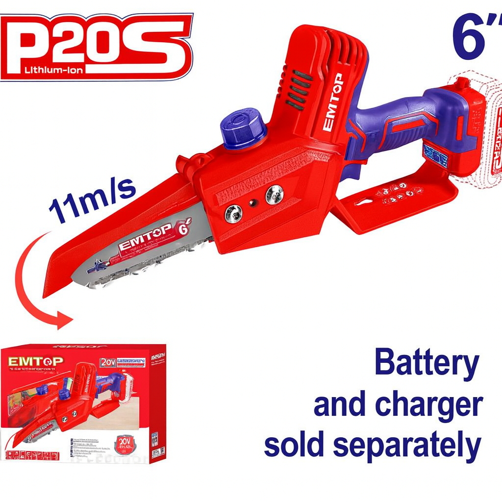 Motosierra Inalámbrica Mini 6" 20V con Motor Brushless –  (11 m/s, Lubricación Automática)