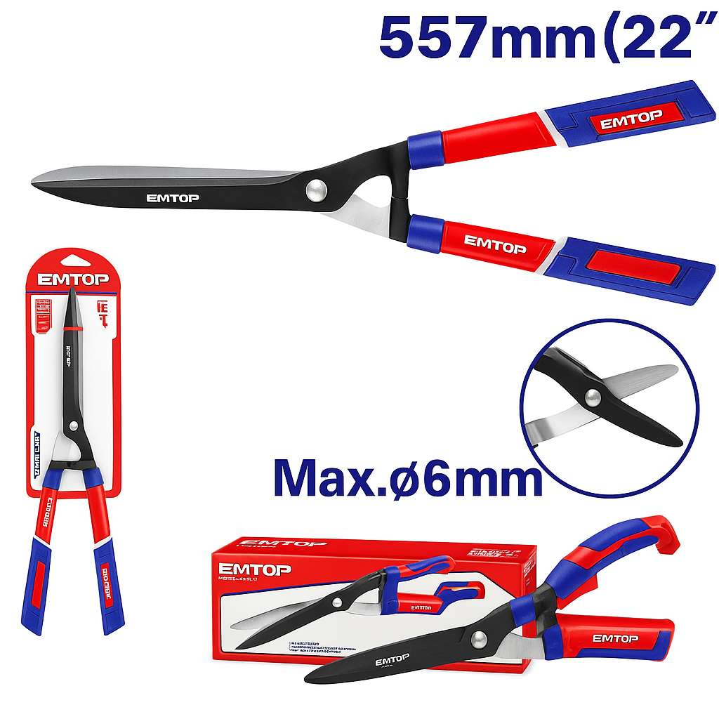 Tijera para Setos 22.8" –  (Acero al Carbono 55#, Hoja Recta con Recubrimiento de Teflón)