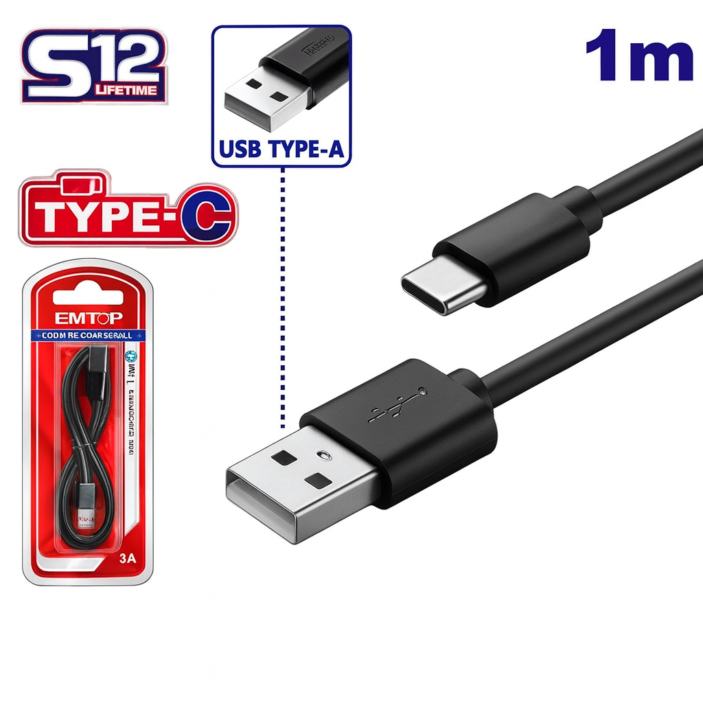 Cable USB Tipo-A a Tipo-C 1 m EUCC01 – 3A