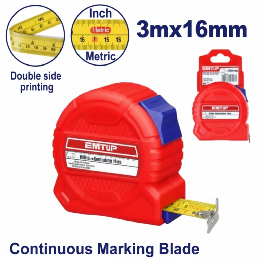 Cinta Métrica de Acero EMTOP – 3 m x 16 mm