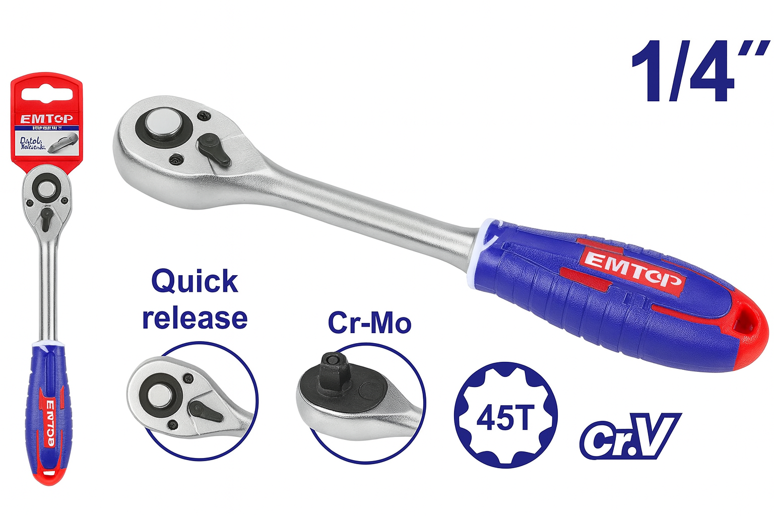 Llave de trinquete Tamaño: 1/4" 45T