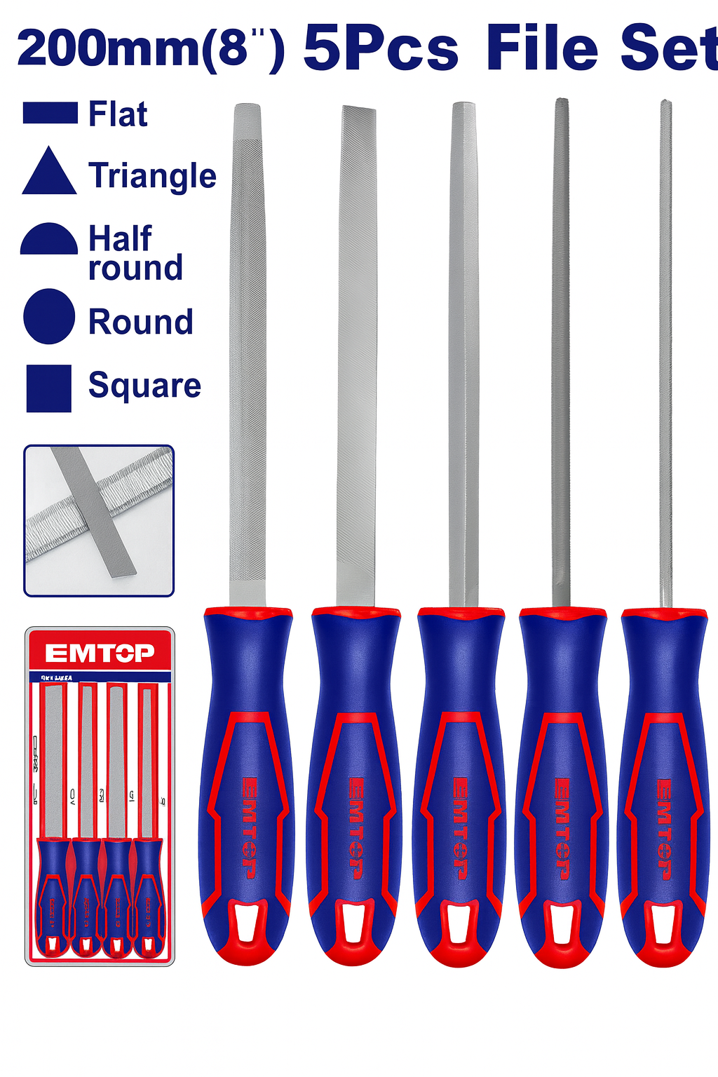 Juego de limas de acero T12 (8"/200 mm)