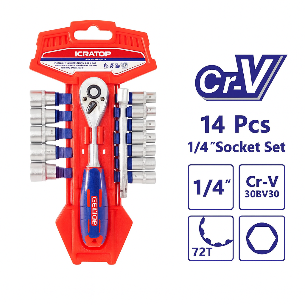 Juego de dados de 14 piezas de 1/4"
