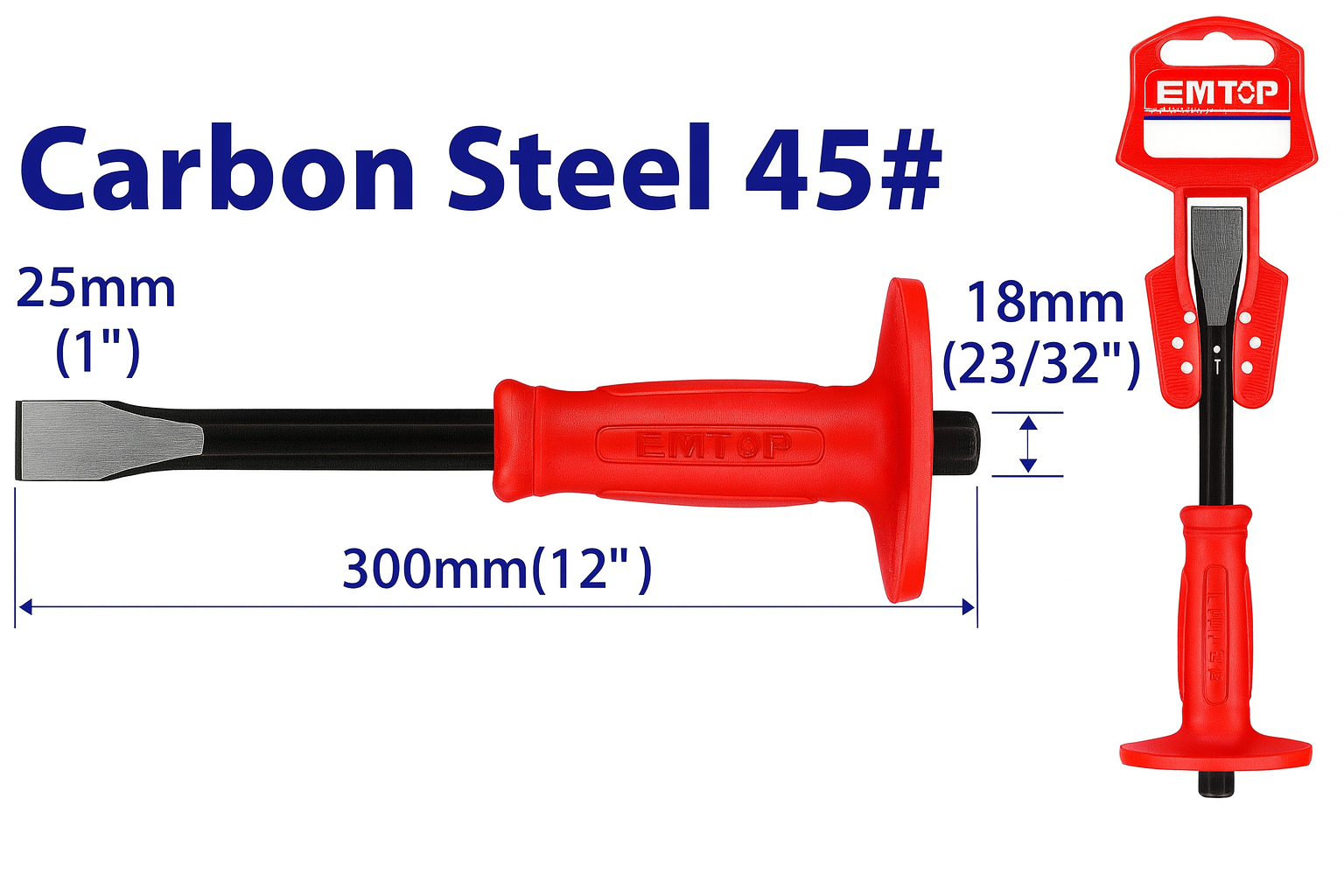 Cincel de Corte Frío EMTOP con Grip – 25 mm x 300 mm