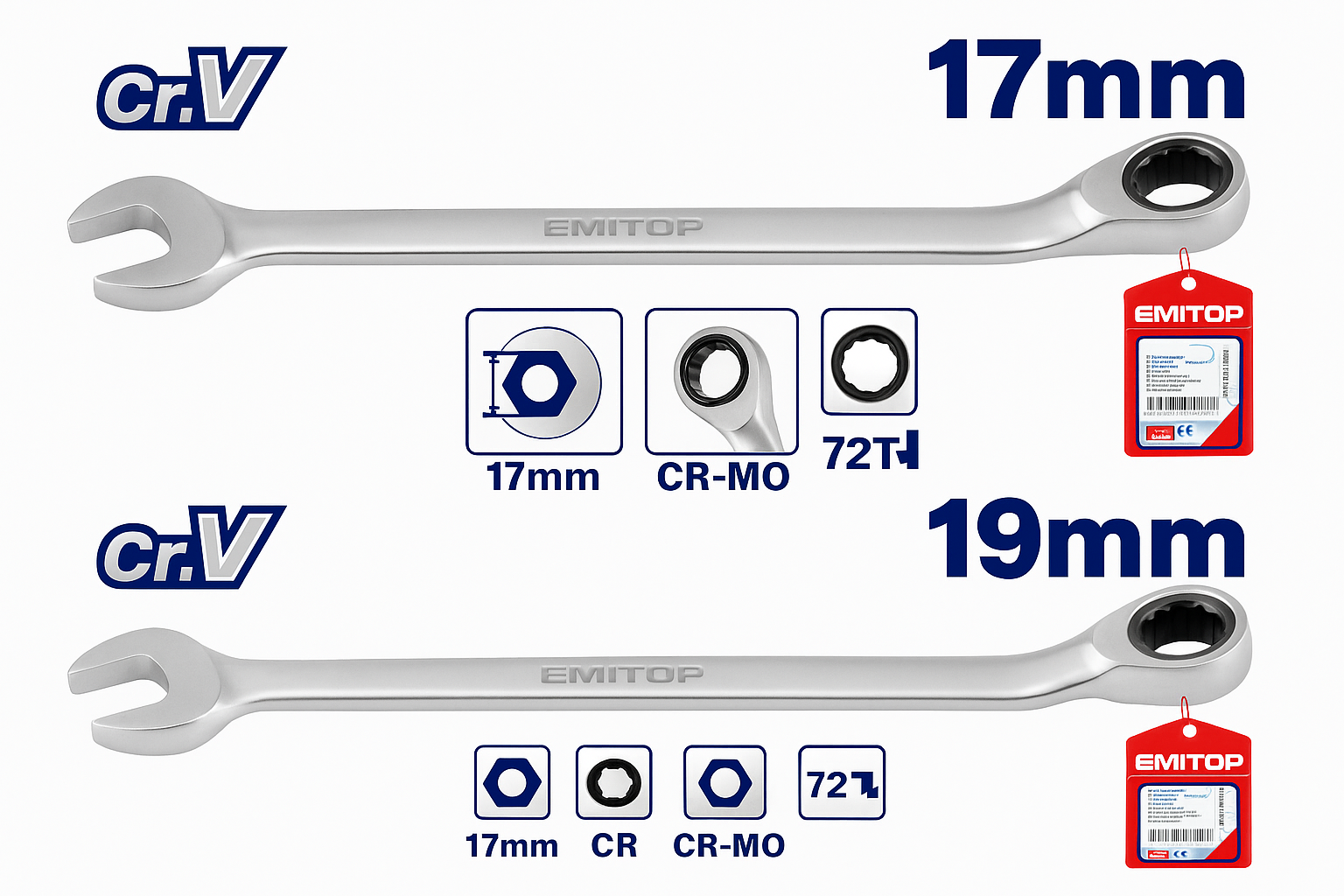 Llave de trinquete Tamaño: 17mm de EMTOP: