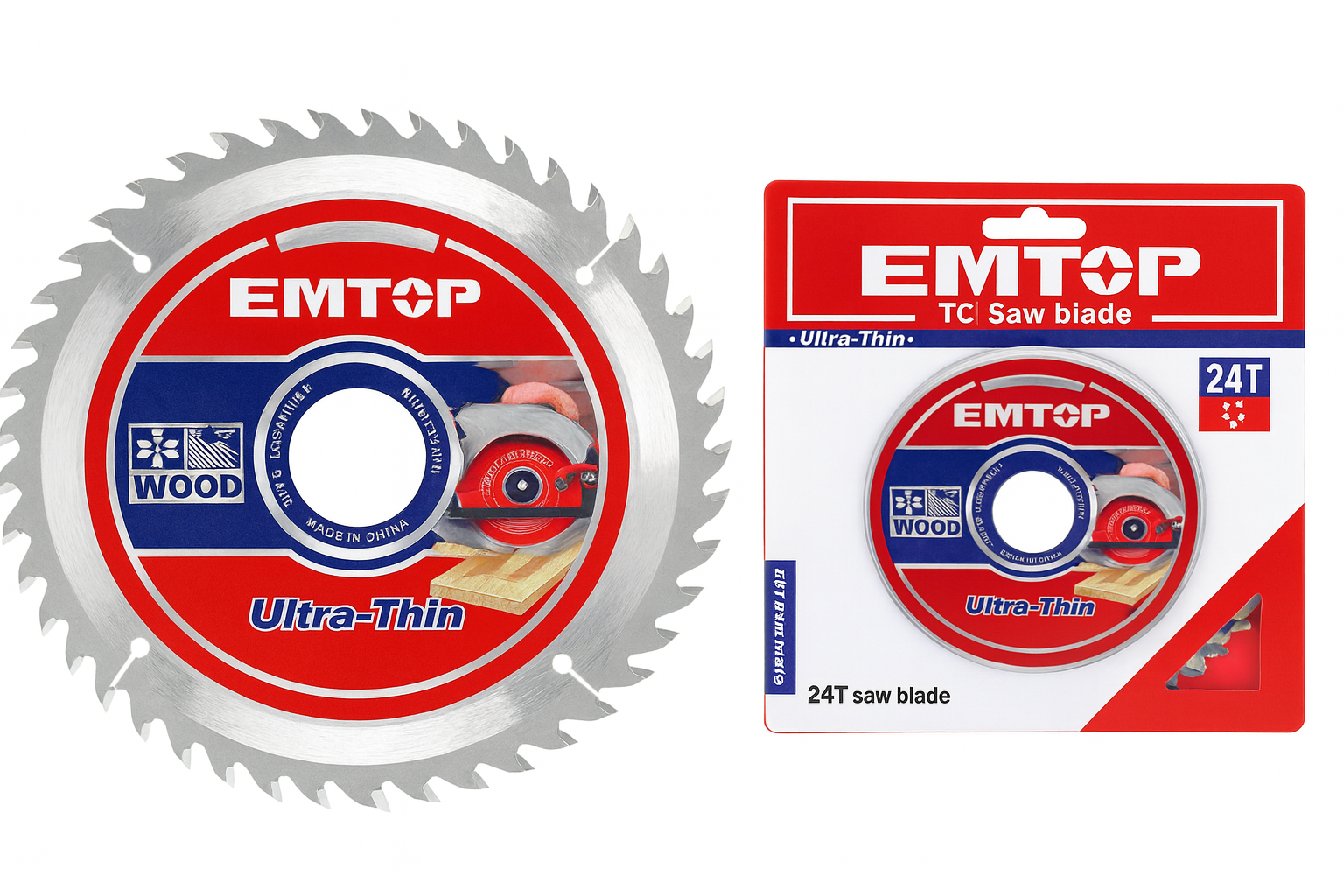 Disco de sierra EMTOP TCT 210 mm (8-1/4”) 48 dientes para madera con anillos reductores de 16 mm y 25.4 mm