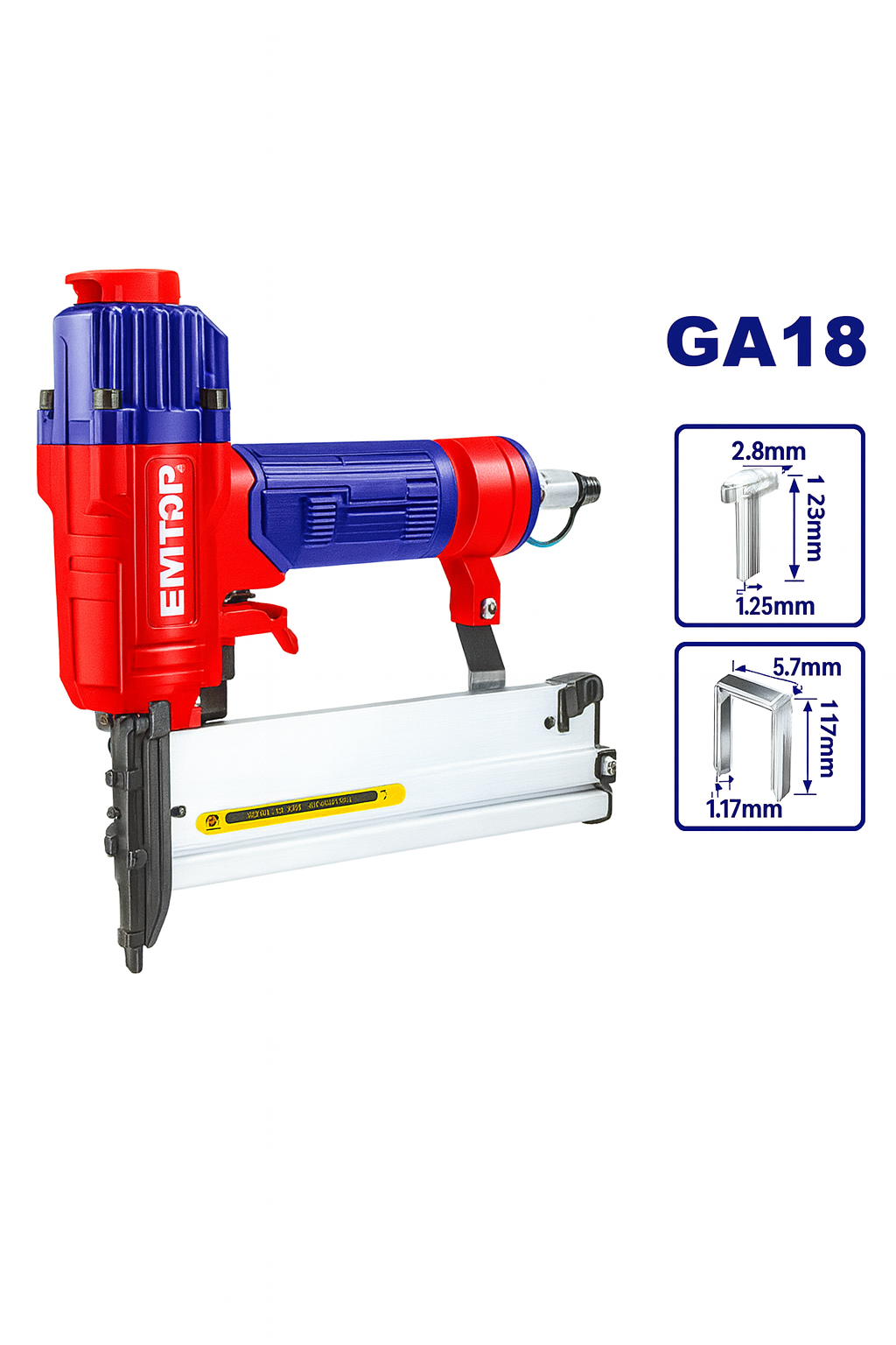 Clavadora y Engrapadora Neumática 2 en 1 – Calibre 18, 50 mm, con Accesorios