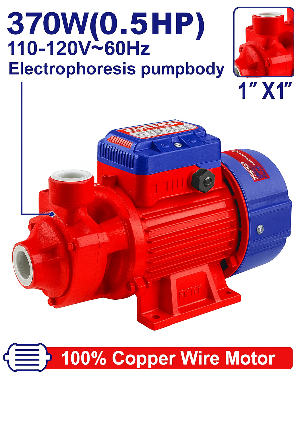 Bomba de Agua Periférica 0.5 HP – 35 m, 35 L/min