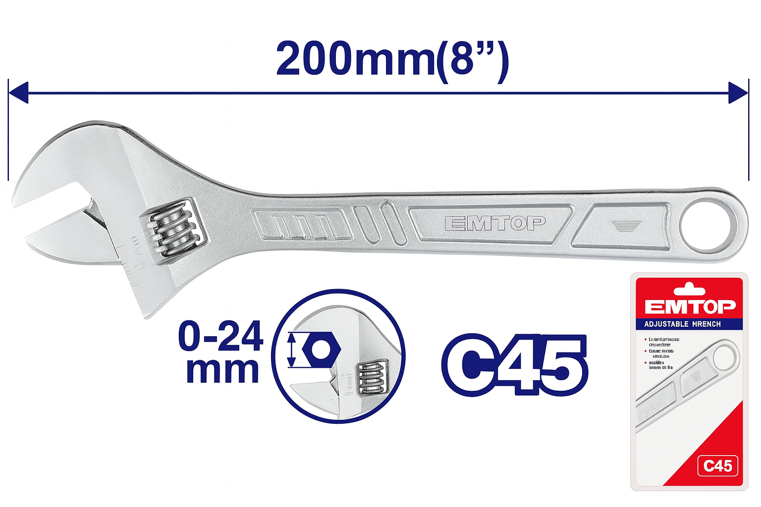 llave ajustable:200mm(8")