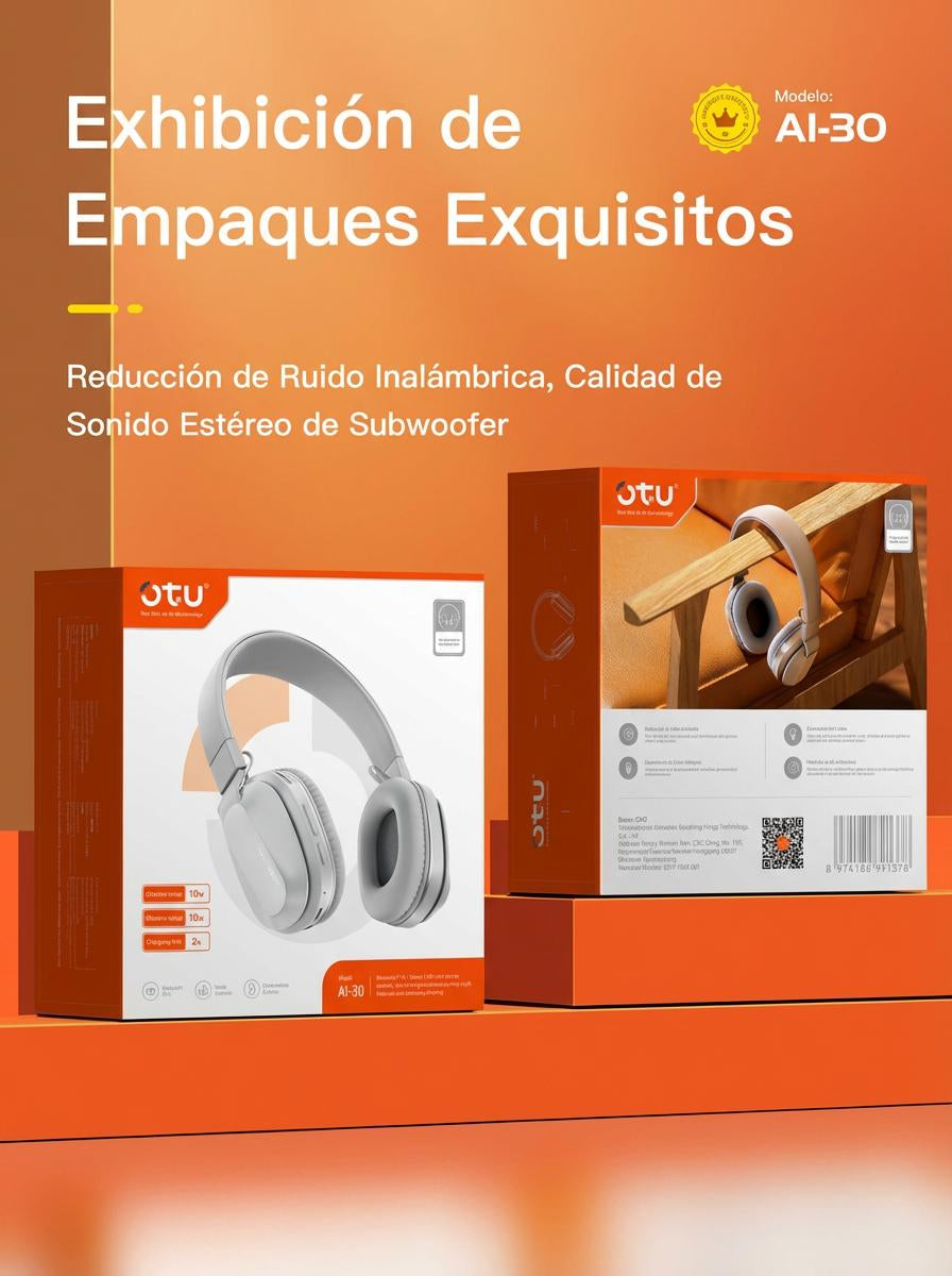 Audífonos Bluetooth Grises – Sonido Inalámbrico y Comodidad Total