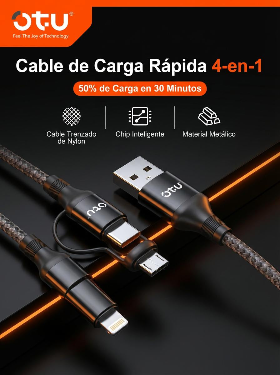 Cable de Carga Negro PD de 20W / 60W – Carga Rápida y Potente