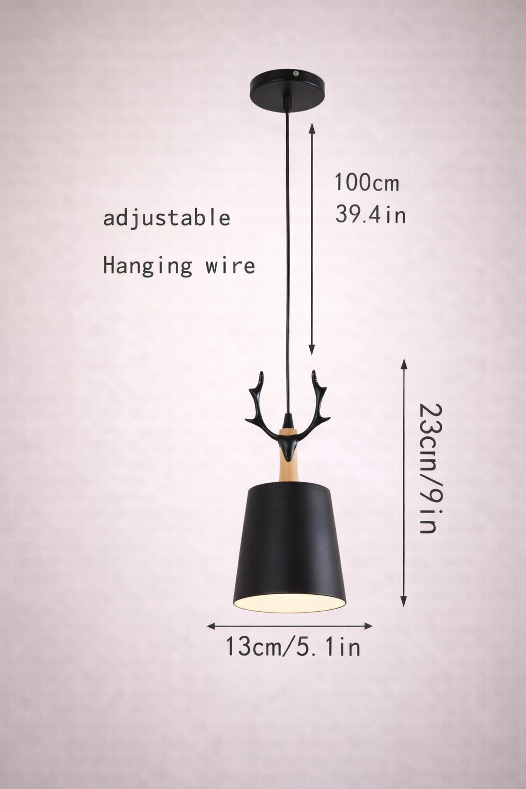 Lámpara LED Decorativa de Techo Colgante – Color Negro Ø250 mm