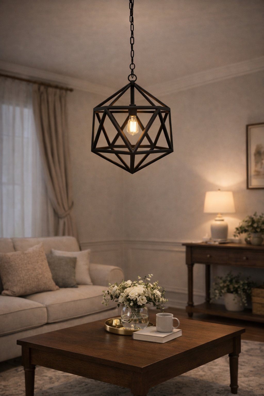 Lámpara LED Decorativa de Techo Colgante – Color Negro Ø300 mm