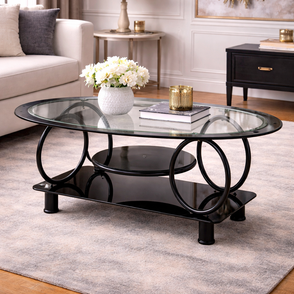 Mesa de Centro de Vidrio y Madera
