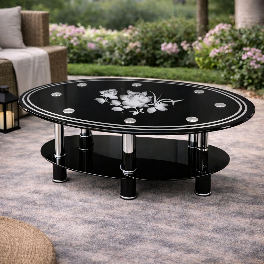 Mesa de Centro de Vidrio y Metal