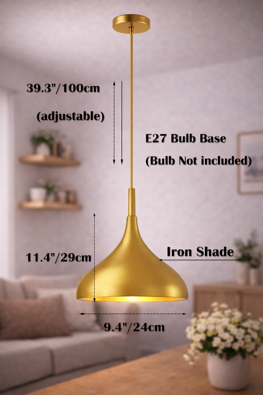 Lámpara LED de Techo Colgante- Elegancia Minimalista en Oro