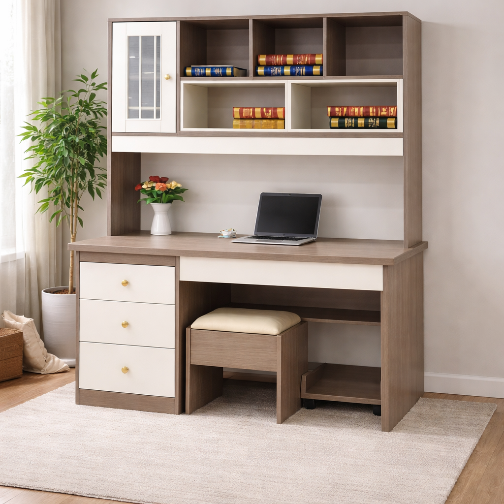 Juego de Escritorio y Estante para Oficina