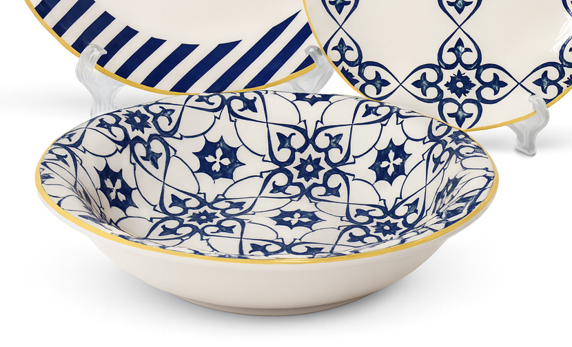 Set de plato y bowl de ceramica variedad