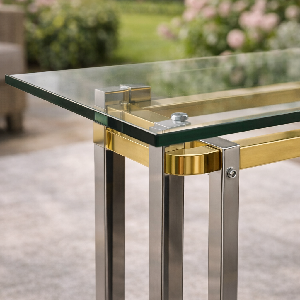 Mesa de Vidrio y Metálica para Comedor o Área Multiuso