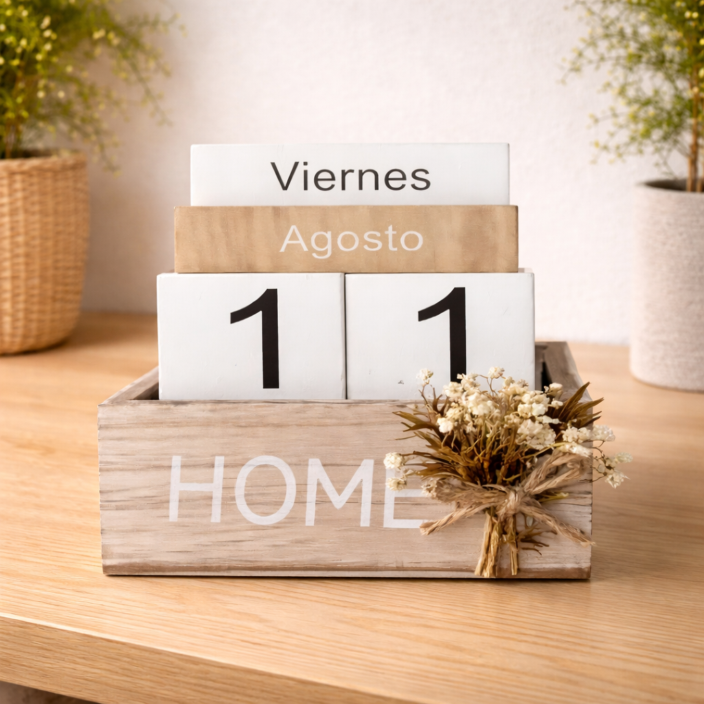 Calendario decorativo de madera.