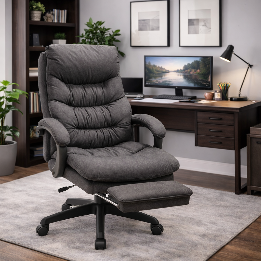 Silla de Oficina de Cuero Sintético y Metal