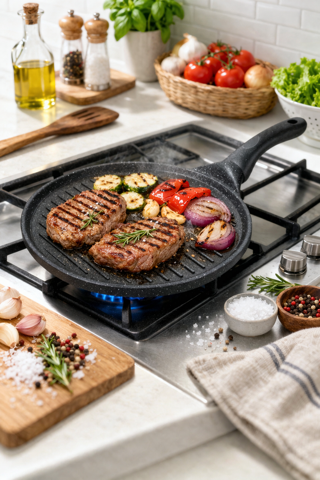 Sartén Grill para Carnes y Parrilladas – Sellado Perfecto y Sabor Ahumado