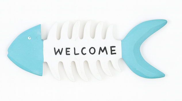 Letrero Decorativo “Welcome” en Forma de Pez 🐟 – Estilo Náutico para Entrada